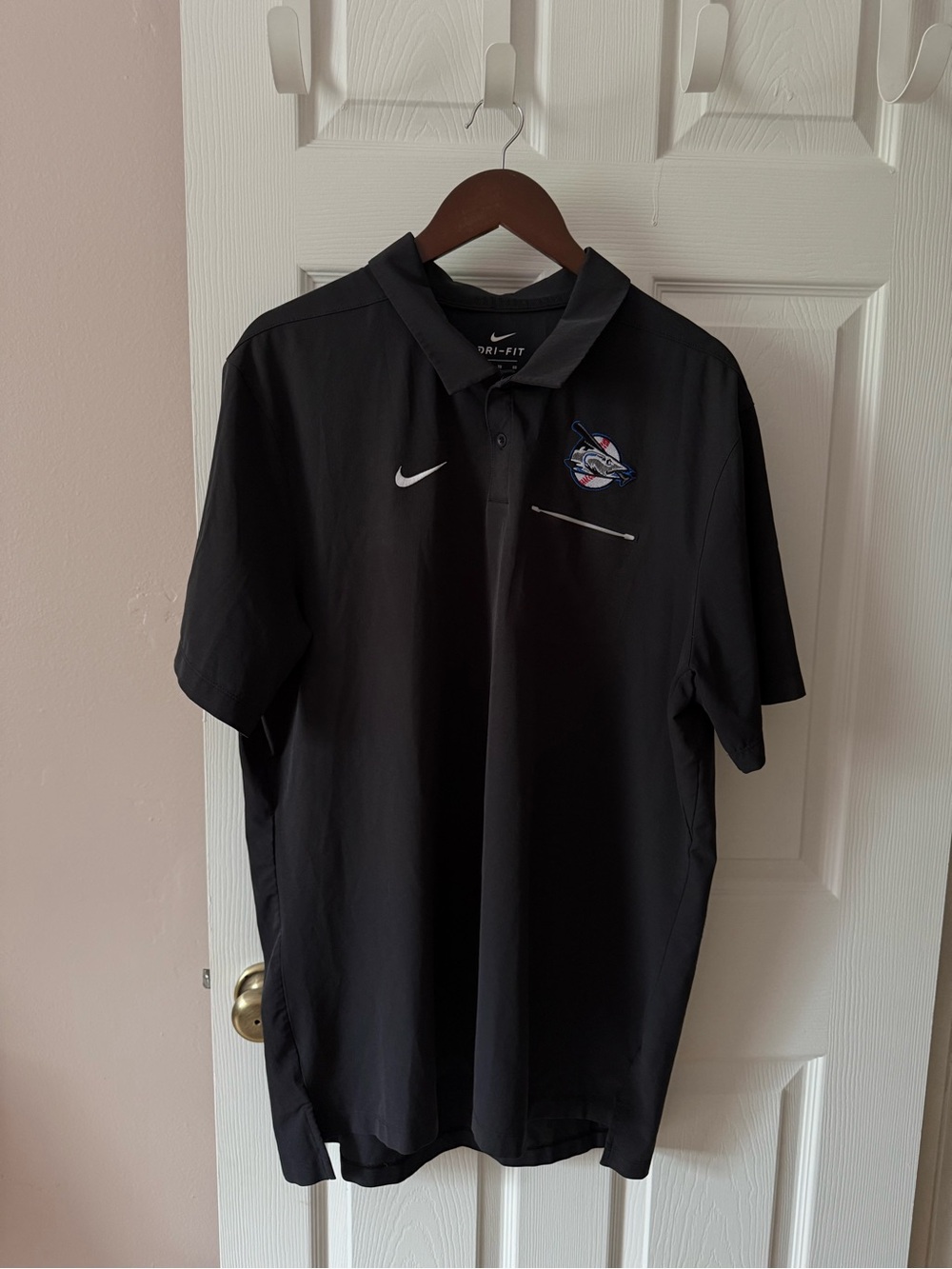 Nike Miami Marlins MLB Black Short Sleeve Polo Shirt Men’s XL